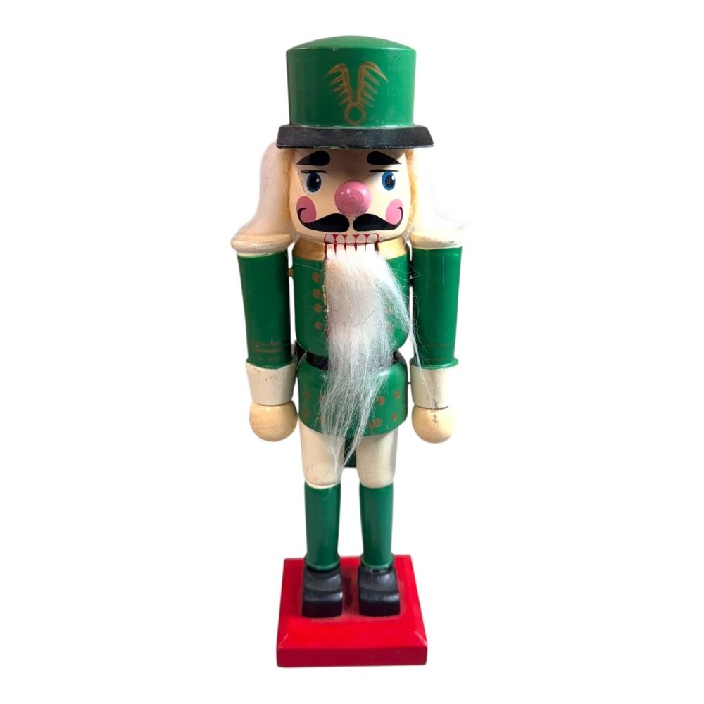 Guard Nutcracker Christmas Decor Festive Soldier Green Gold Detail Holiday 9"